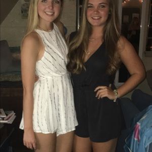 Blue and White Patterned LF Rumor Romper